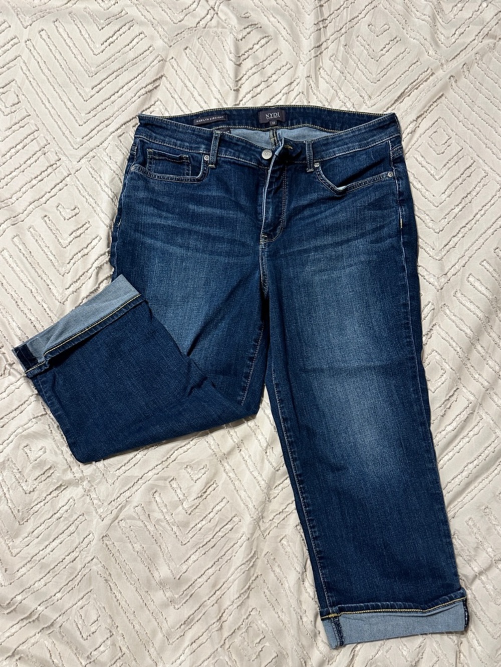 NYDJ Dark Blue Cropped Straight-Leg Jeans Size 12